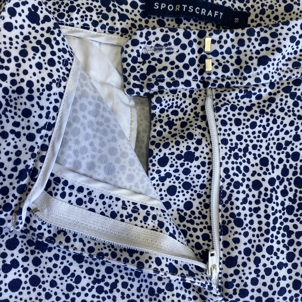 Womens Sportscraft cropped Capri cotton pants size 18 pockets white navy - Picture 8 of 9